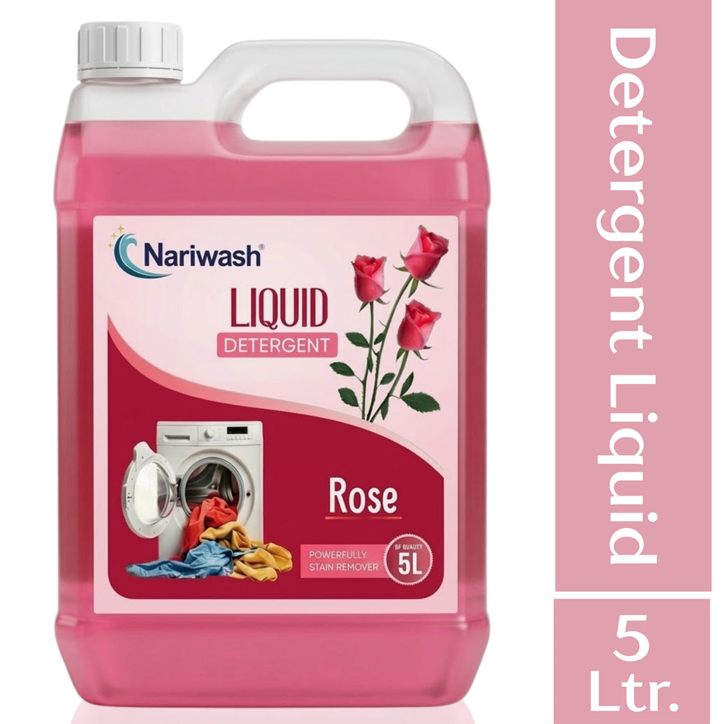 Nariwash Liquid Detergent Rose 5L | Powerfully Stain Remover, Fabric Conditioning & Romantic Floral Fragrance | Front Load, Top Load & Hand Wash Safe
