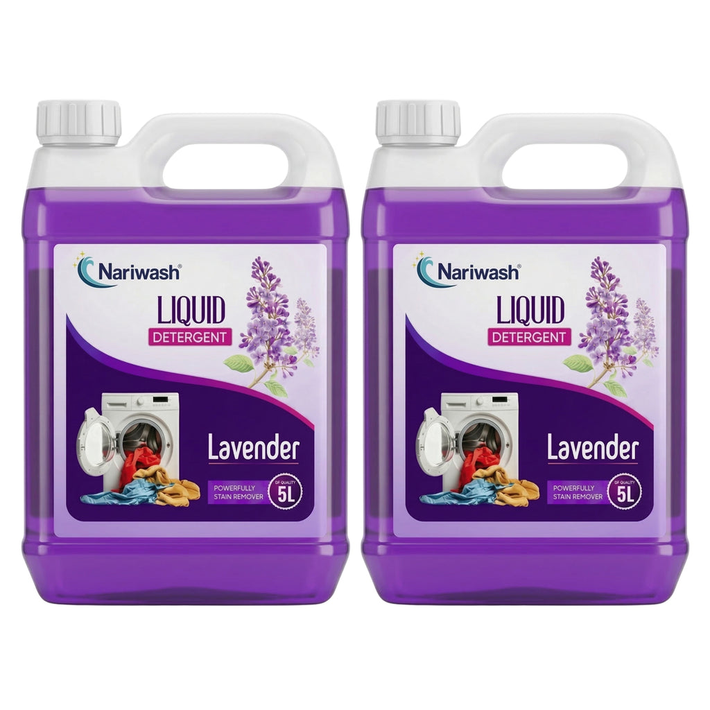 Nariwash Liquid Detergent Lavender 5+5L Combo Pack (10 Litres) | Heavy-Duty Stain Removal, Fabric Care & Fresh Floral Fragrance | Front & Top Load Washing Machine Compatible