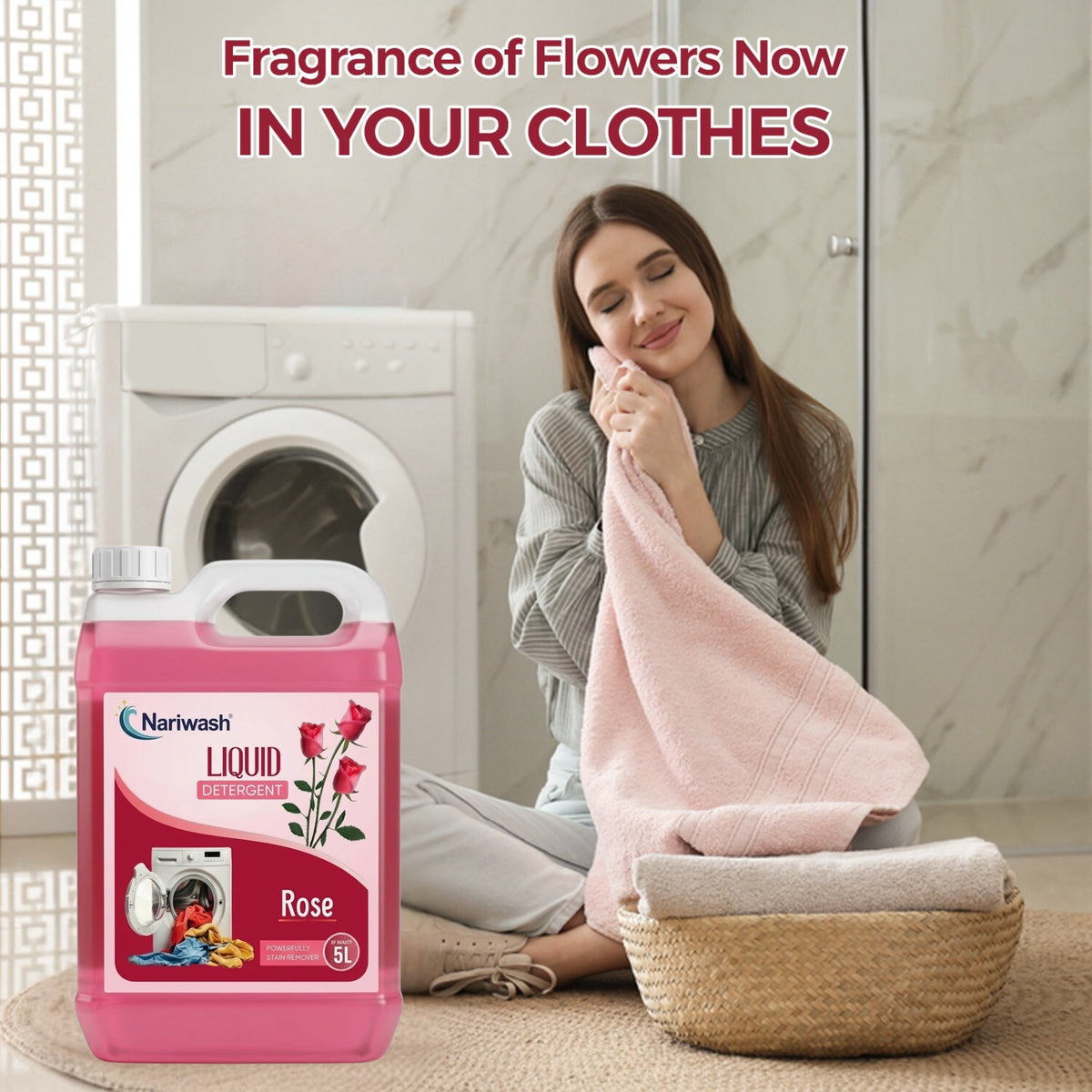 Nariwash Liquid Detergent Mix Combo (10 Litres) - Lavender 5L + Rose 5L | Powerful Stain Removal & Dual Floral Fragrance Pack | Front Load, Top Load & Bucket Wash