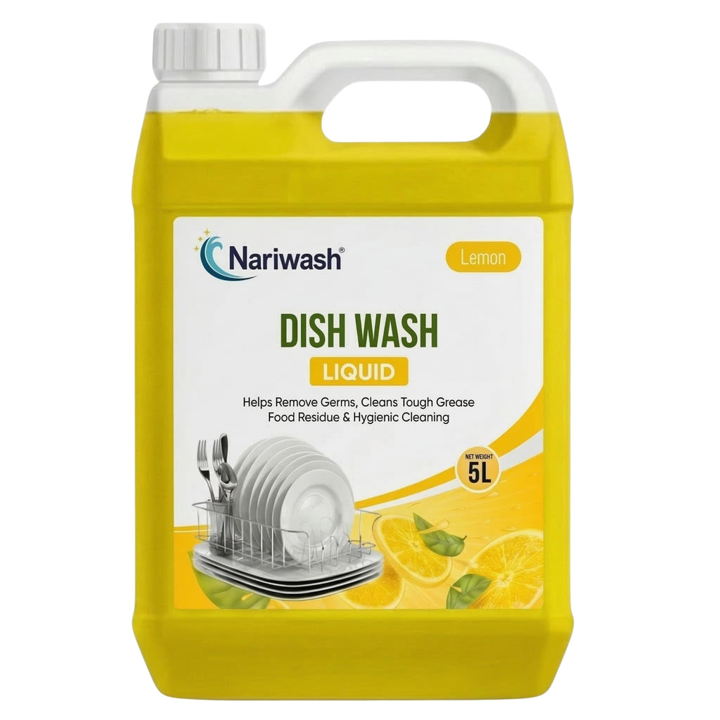 Nariwash Liquid Dish Wash Lemon 5L | Powerful Grease Cutting, Germ Removal & Lemon Fresh Fragrance | Safe on Hands for All Utensils, Pots & Pans
