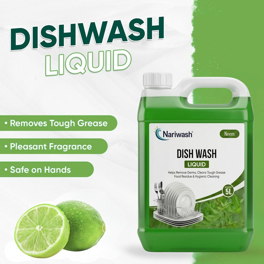 Dish Washing Liquid Pack of 2 and (10L Each) – 2X Faster Grease Removal, Gentle on Hands, Fresh Fragrance (Neem+Neem)