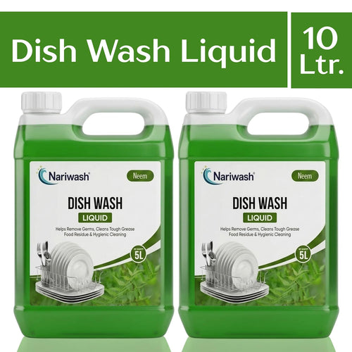 Dish Washing Liquid Pack of 2 and (10L Each) – 2X Faster Grease Removal, Gentle on Hands, Fresh Fragrance (Neem+Neem)